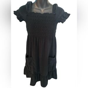 vintage juicy couture, large black, terry cloth, mini dress Black smock Dress